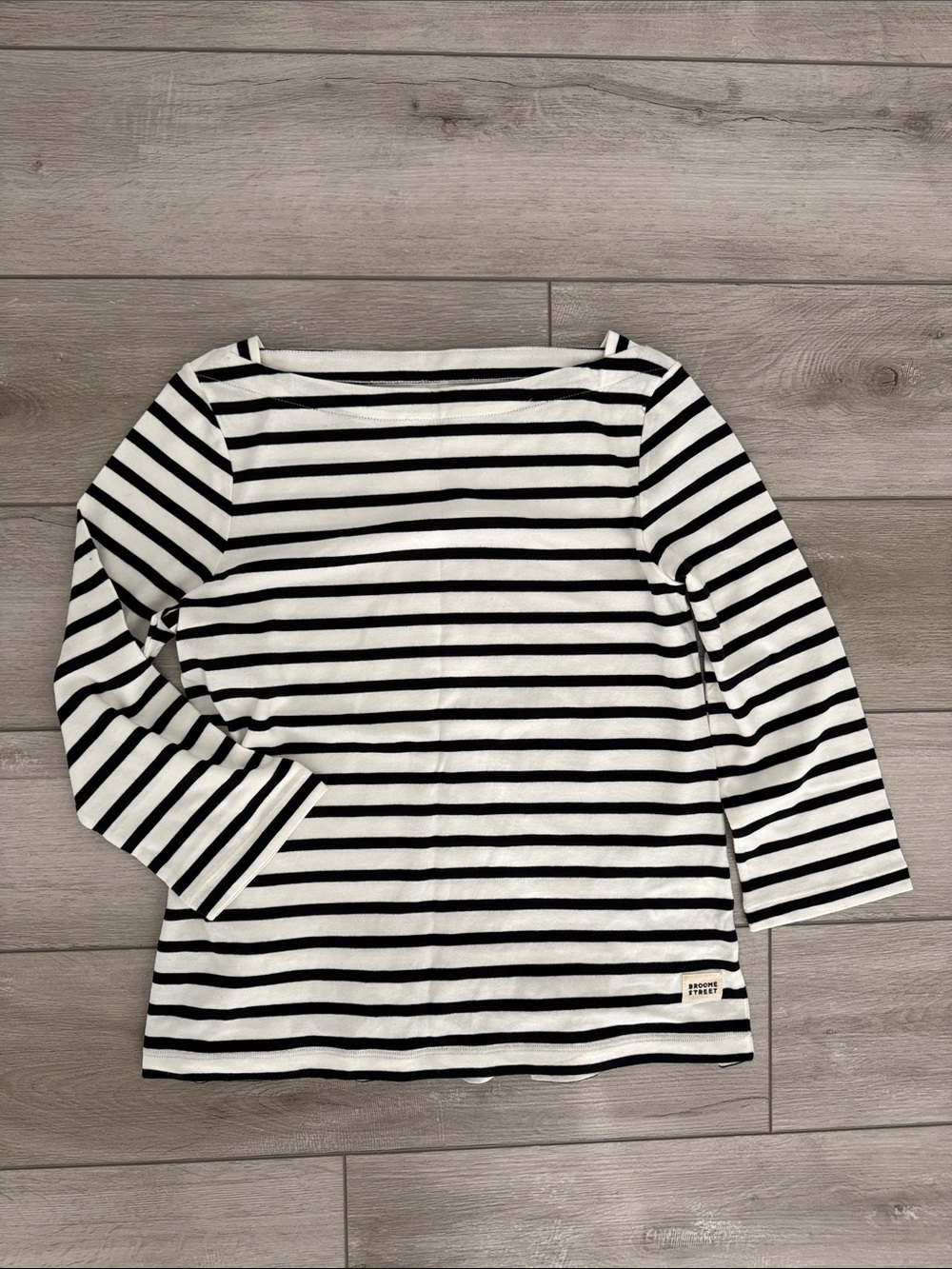 3/4 Sleeve Black & White Striped Womens Top NWT